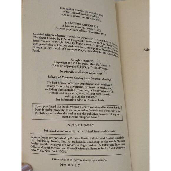 Dying for Chocolate by Diane Mott Davidson SIGNED Goldy Culinary Mystery PB - Picture 5 of 13